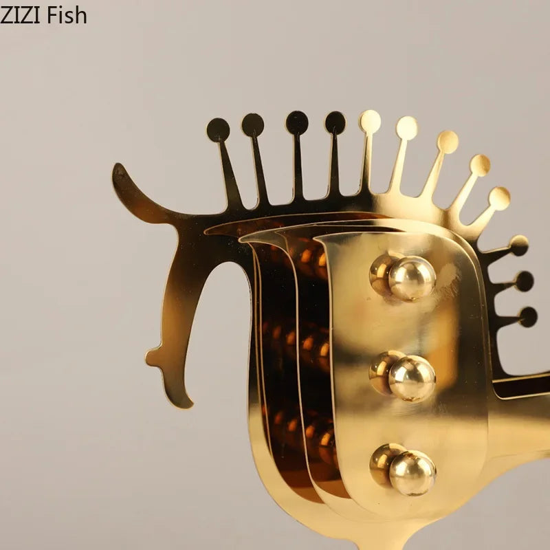 DecorBites™ Golden Horse Metal Animal Sculpture Desk Ornament