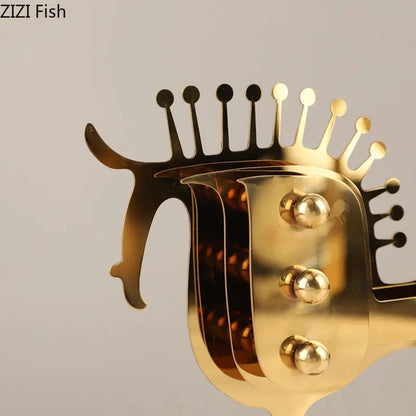 DecorBites™ Golden Horse Metal Animal Sculpture Desk Ornament