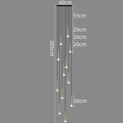 Lámpara de araña LED de cristal DecorBites™ para escaleras: Iluminación de lujo para escaleras largas