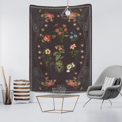 Tapiz de pared DecorBites™ con boceto botánico - Decoración de habitación de estilo bohemio