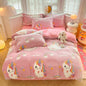 Decobites Flower Print Thicken Winter Warm Bedding Set with Sheet Pillowcases