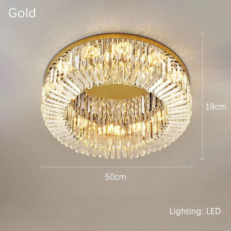 Lámpara de techo circular LED DecorBites™ Crystal Gold: Iluminación moderna y lujosa para el hogar