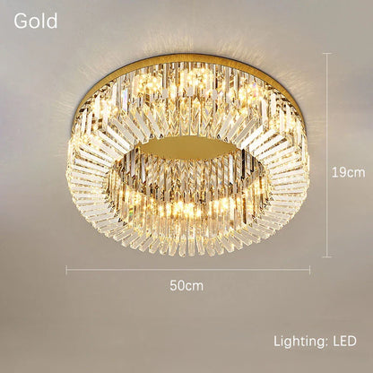 Lámpara de techo circular LED DecorBites™ Crystal Gold: Iluminación moderna y lujosa para el hogar
