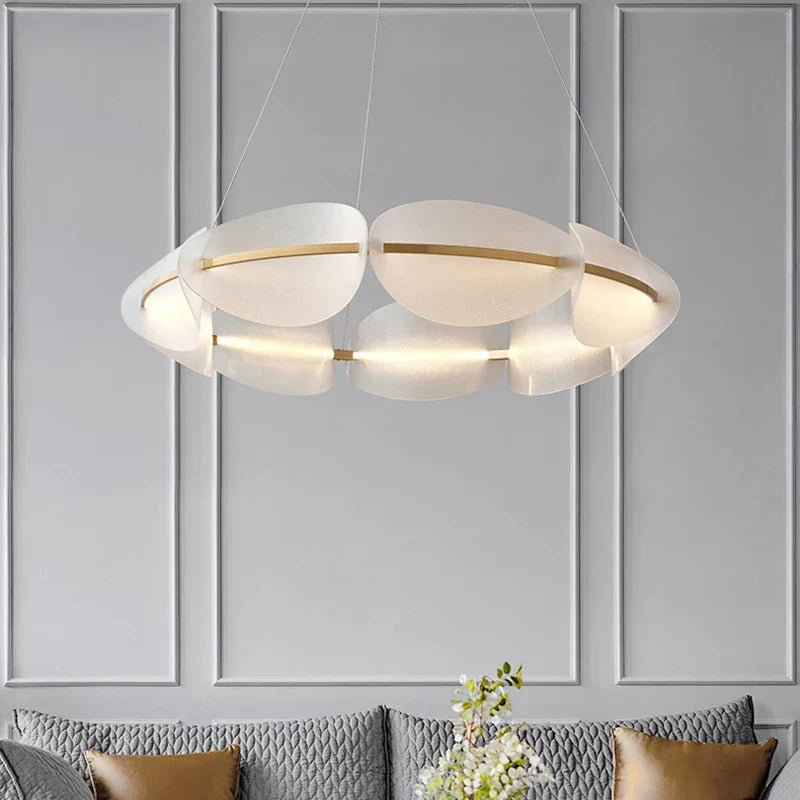 DecorBites™ Gold Ring White Acrylic Pendant Light for Parlor Dining Room