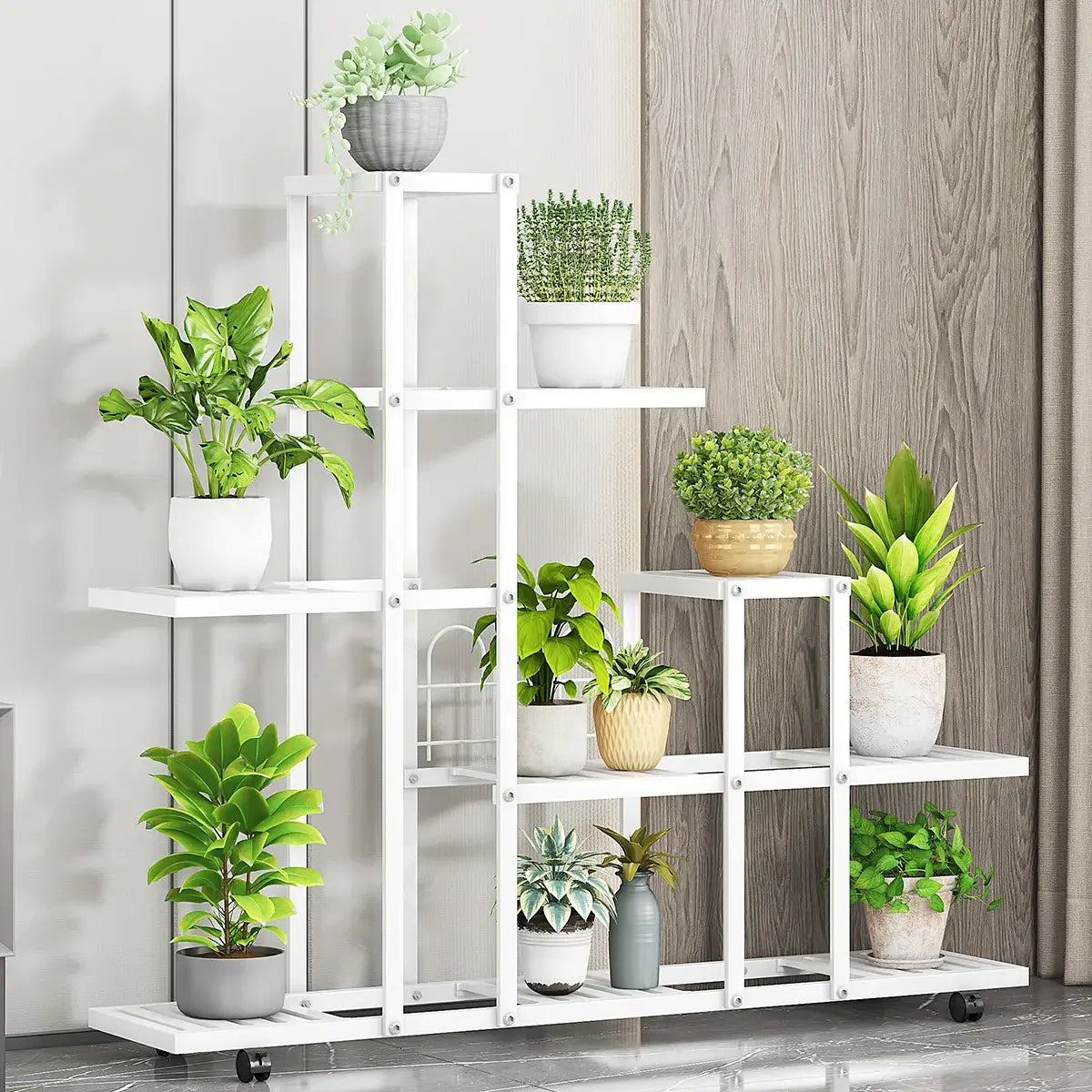 DecorBites™ Wrought Iron Plant Stand with Wheels