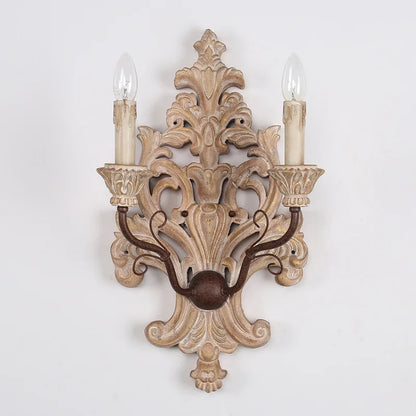 DecorBites™ Elegant Solid Wood Carving Antique Wall Lamp for Home Decor