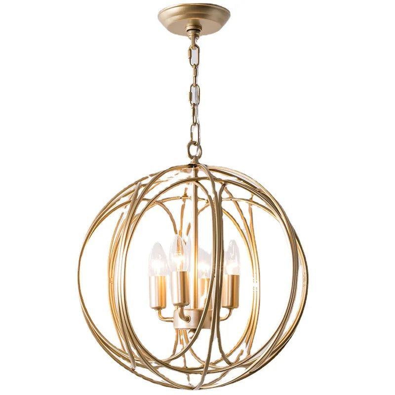 DecorBites™ Gold Globe Chandelier Pendant Light for Living Room & Dining Room