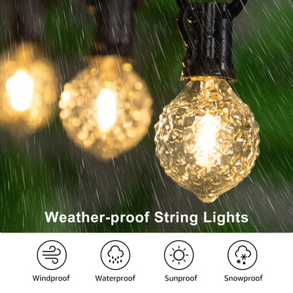 DecorBites™ Dimmable LED G40 String Lights | 50FT 65FT Connectable Outdoor Fairy Light