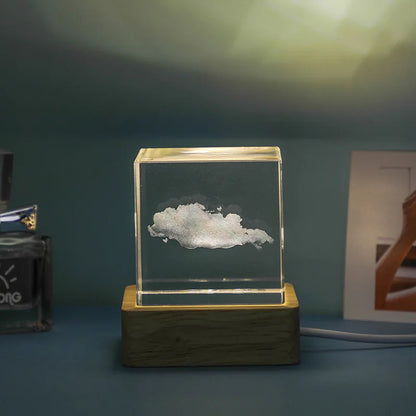 DecorBites™ 3D Moon Solar Galaxy Crystal Glass Cube Night Light Desktop Decor