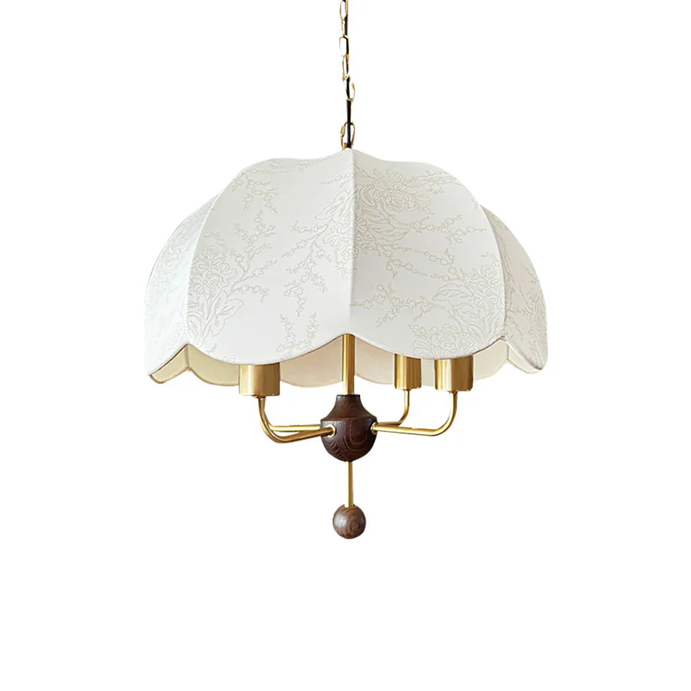 Beige Fabric Pendant Light