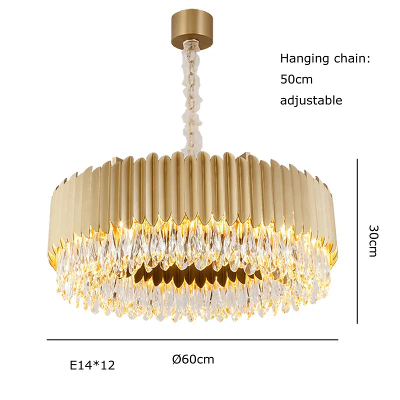Lámpara colgante de cristal dorado en forma de gota de agua Decorbites™ - Lámpara de suspensión negra