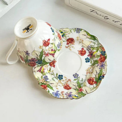 DecorBites™ Brilliant Flowers Pattern Ceramic Coffee Mug Set