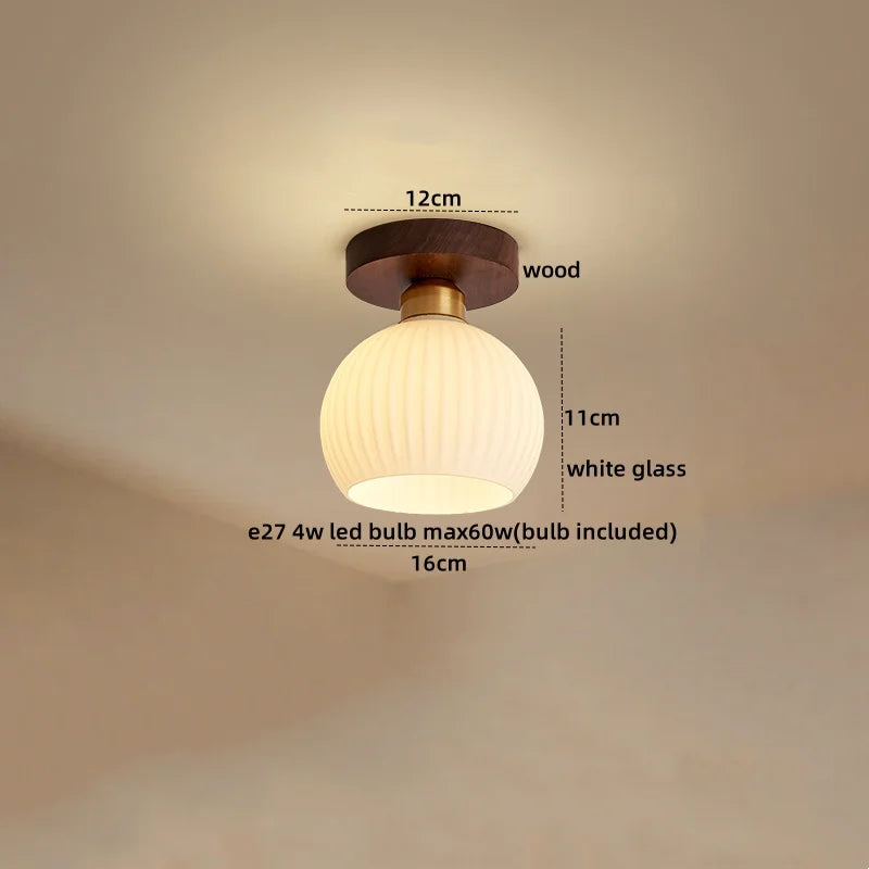 Decorbites™ Grüne Glas LED Deckenleuchte Nordisch Holz Kupfer Deckenlichter