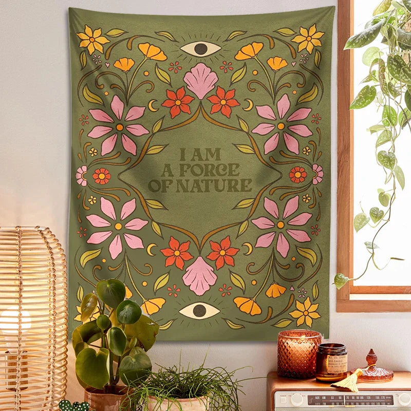 Decobites Wildflower Boho Tapestry Wall Hanging for Colorful Home Decor