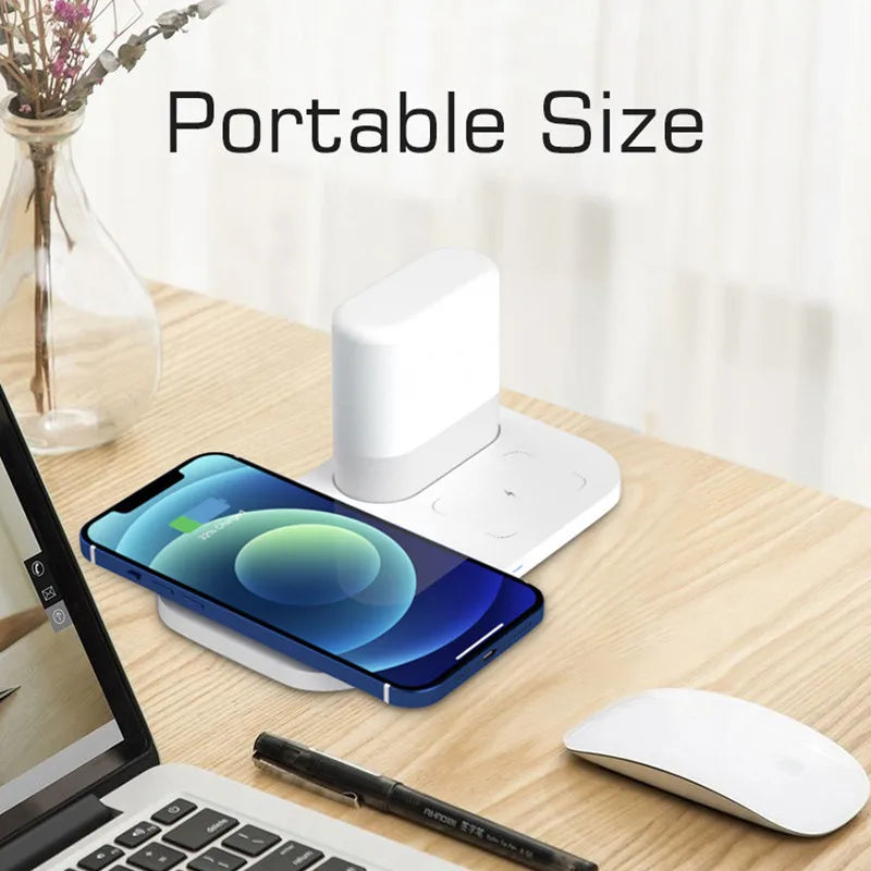 DecorBites™ LED Wireless Charging Night Light with 3 Colors, USB Bedside Lamp