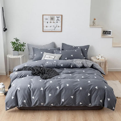 Decobites Flowers Print Cotton King Size Bedding Set, Soft & Comfortable Duvet Cover Set