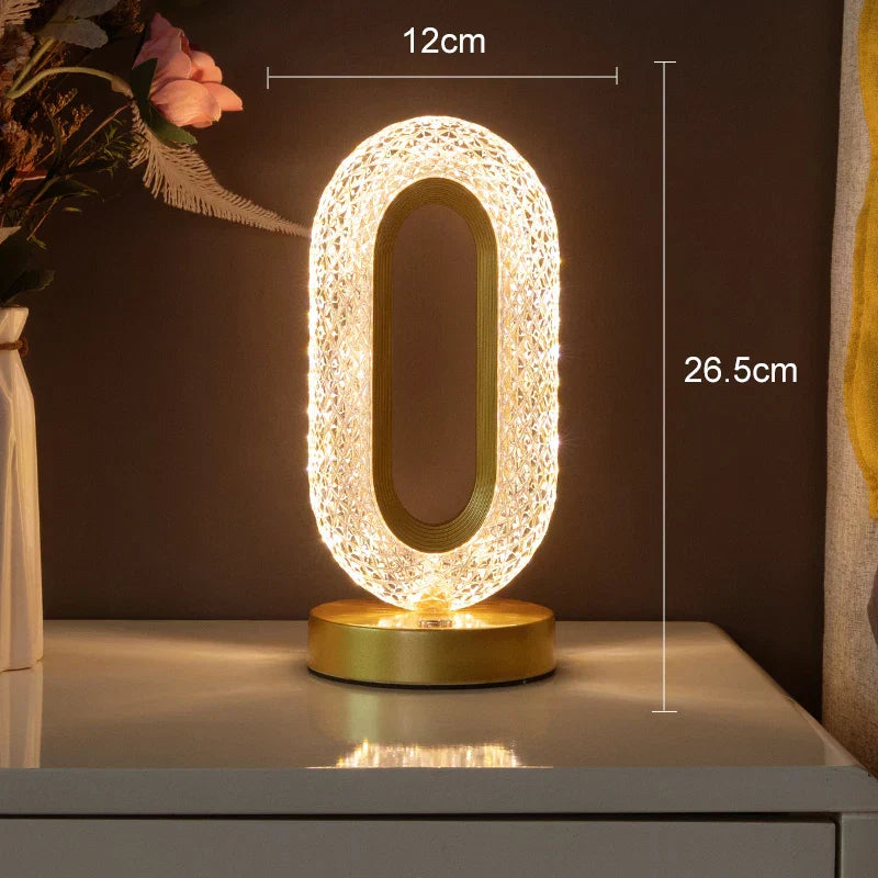 Lámpara de mesa LED de cristal DecorBites™ con control táctil y mando a distancia para dormitorio y sala de estar