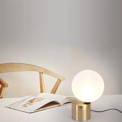 DecorBites™ Glass Circular Table Lamp for Bedroom Study Hotel Modern Decorative Ball Desk Lamp