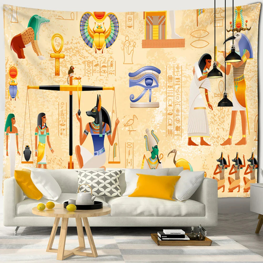 Egyptian Mystique Tapestry Wall Hanging by Decobites: Retro Psychedelic Home Decor & Hippie Art