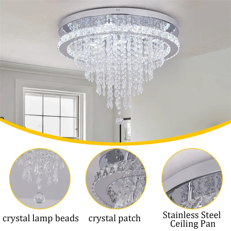 Decorbites™ Lámpara de Techo Inteligente de Lujo con Luces LED de Cristal K9 Colgante de Lámpara de Araña
