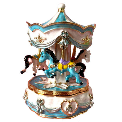 DecorBites™ Carousel Horse Figurine Trinket Box Hand Painted Collectible Ornament