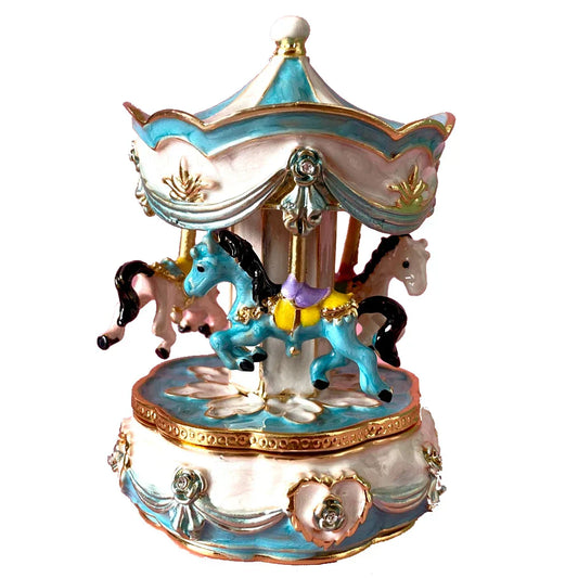 DecorBites™ Carousel Horse Figurine Trinket Box Hand Painted Collectible Ornament