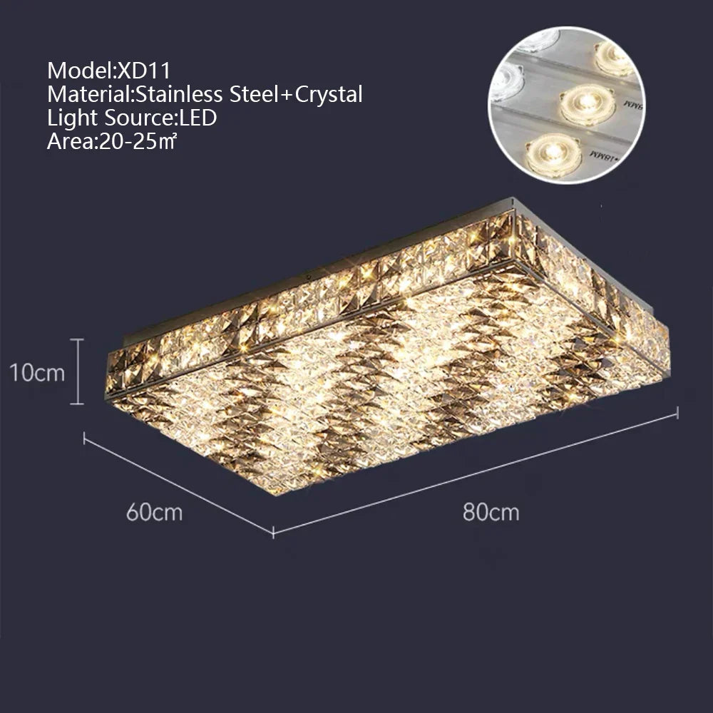 Lámpara de araña rectangular LED de cristal DecorBites™ para una decoración elegante del hogar