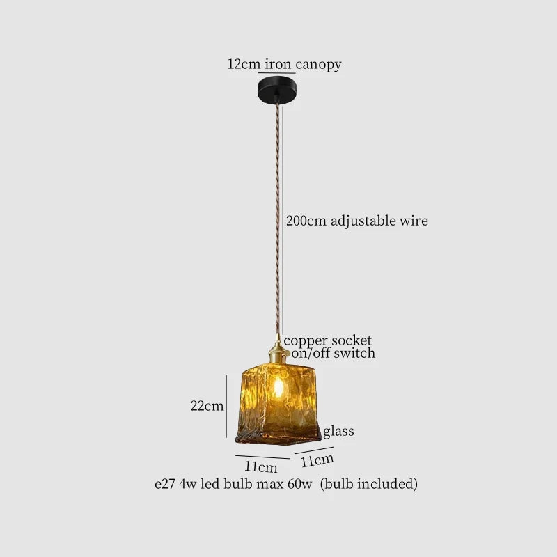 Lámpara colgante de vidrio ámbar LED Decorbites™ - Estilo vintage americano para la decoración del hogar