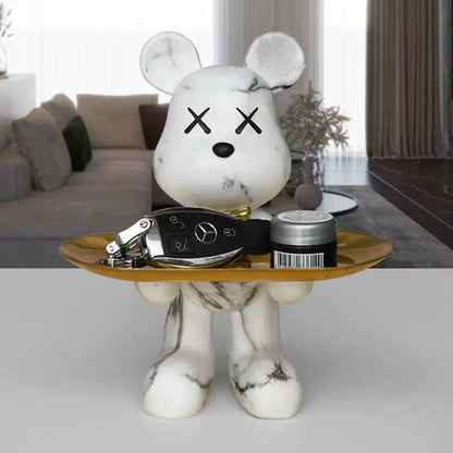 DecorBites™ Graffiti Bear Figurine: Modern Home Decor Statue for Keys Storage Shelf