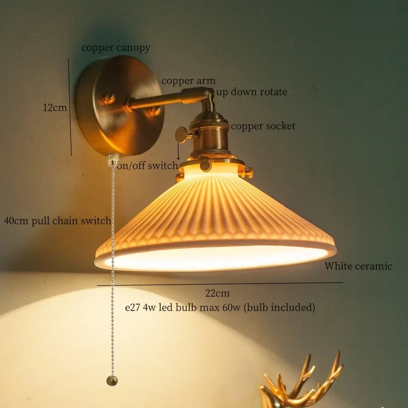 Copper Ceramic Wall Lamp White Ceramic Loft