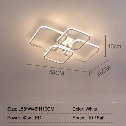 DecorBites™ LED Ceiling Light 4 Rings 78W Square for Living Room Bedroom Bar