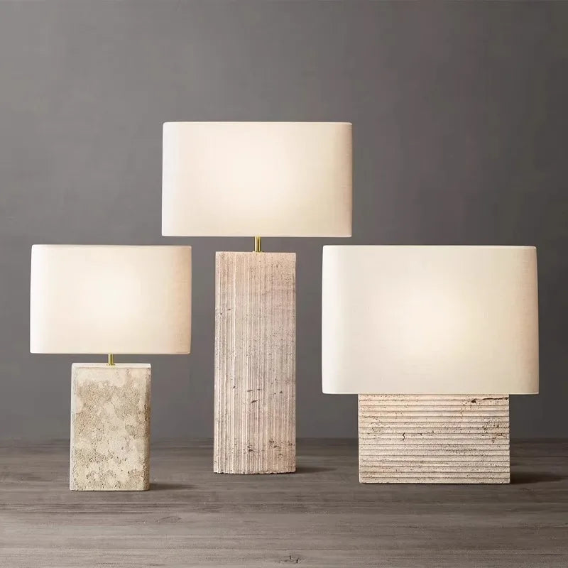 Lámpara de mesa de tela de piedra marrón grande Decorbites™ para decoración del hogar en sala de estar o dormitorio