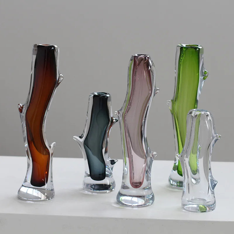 DecorBites™ Glass Vase Branch Fork Shape Thick Bottle Floral Arrangement Terrarium
