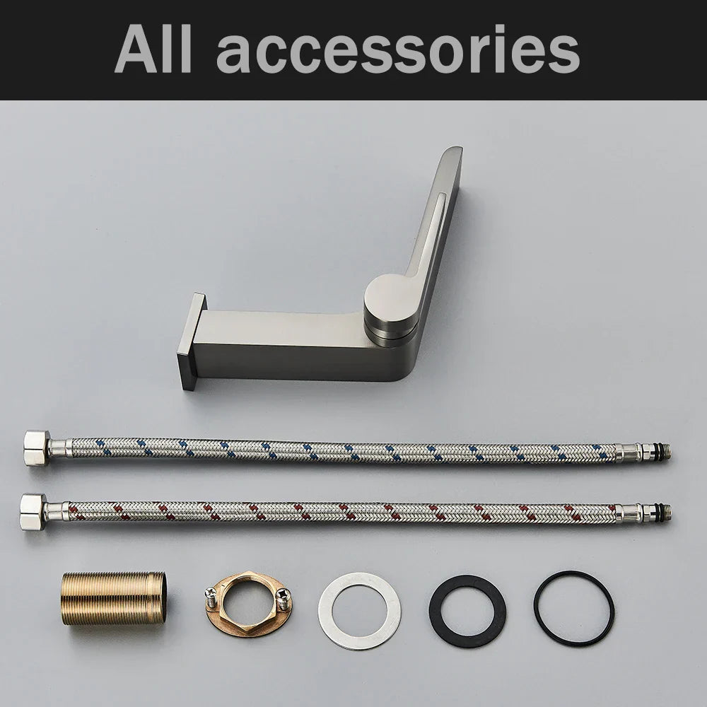 DecorBites™ Gun Grey Basin Faucet: Modern Deck Mounted Sink Mixer Tap for Luxury Bathrooms