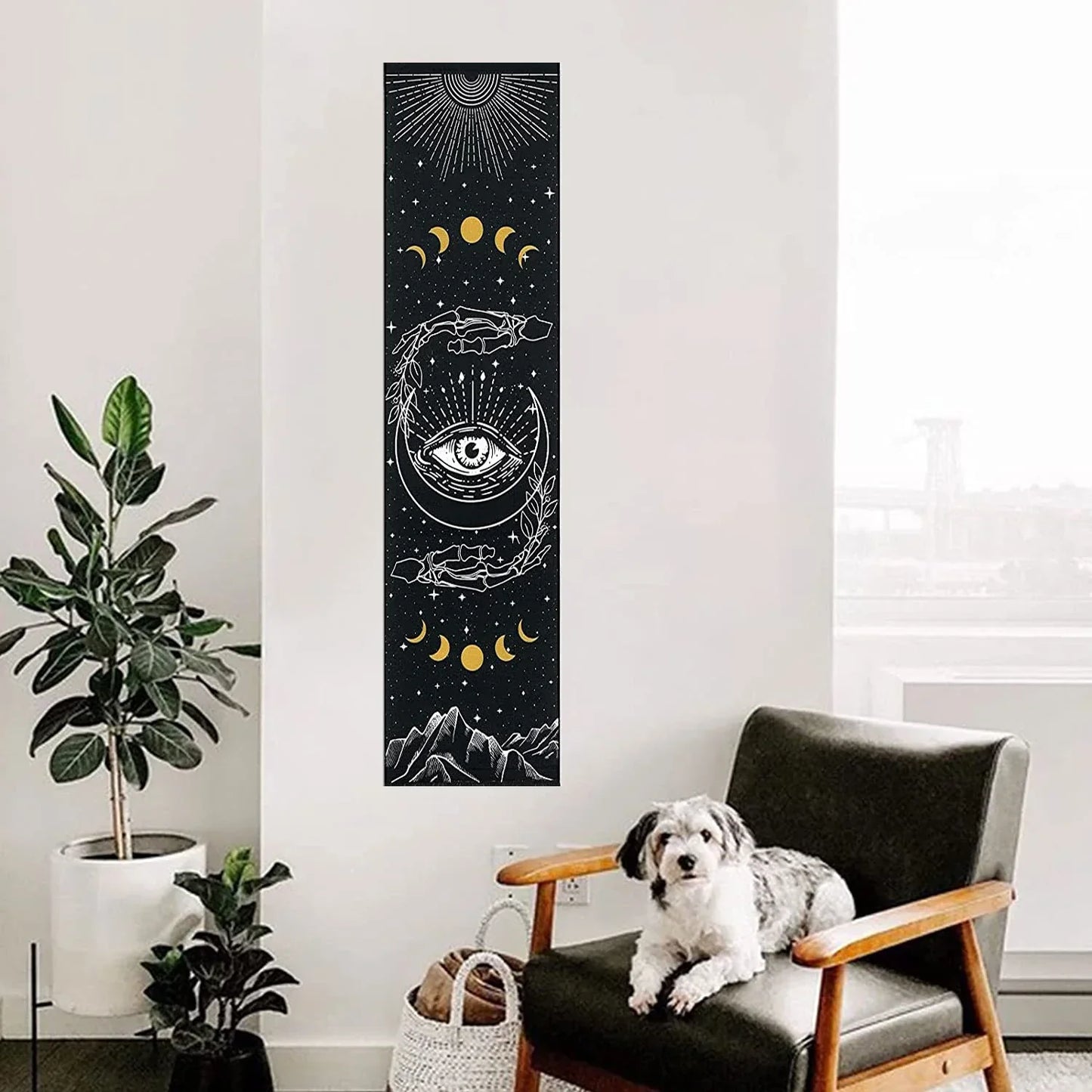 Decobites Skull Moon Butterfly Star Tapestry Wall Hanging for Hippie Witchcraft Room Decor