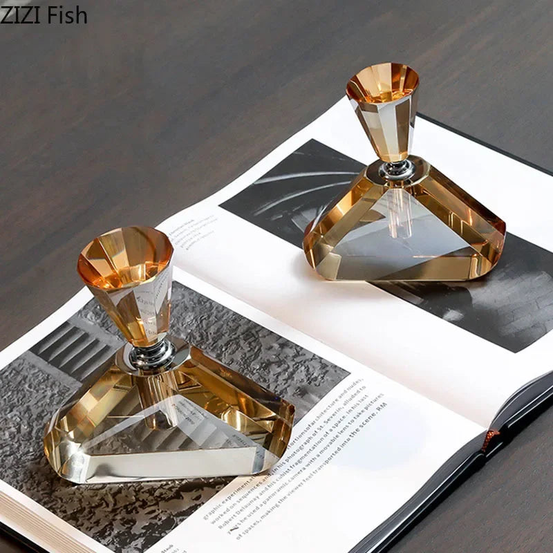زجاجة عطر كريستالية كهرمانية من ديكوربايتس™ - عبوة إبداعية للزيوت العطرية العطرية