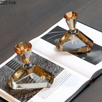 زجاجة عطر كريستالية كهرمانية من ديكوربايتس™ - عبوة إبداعية للزيوت العطرية العطرية