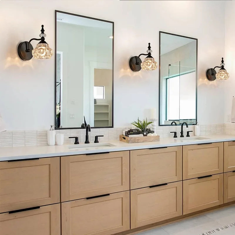 Lámpara de pared de cristal dorado Decorbites™: Luz LED de lujo para interiores en sala de estar, dormitorio y baño
