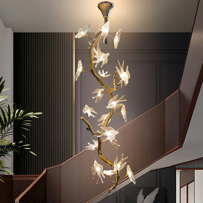 DecorBites™ Bird Crystal Glass Branch Chandelier for Living Room, Bedroom, Hotel