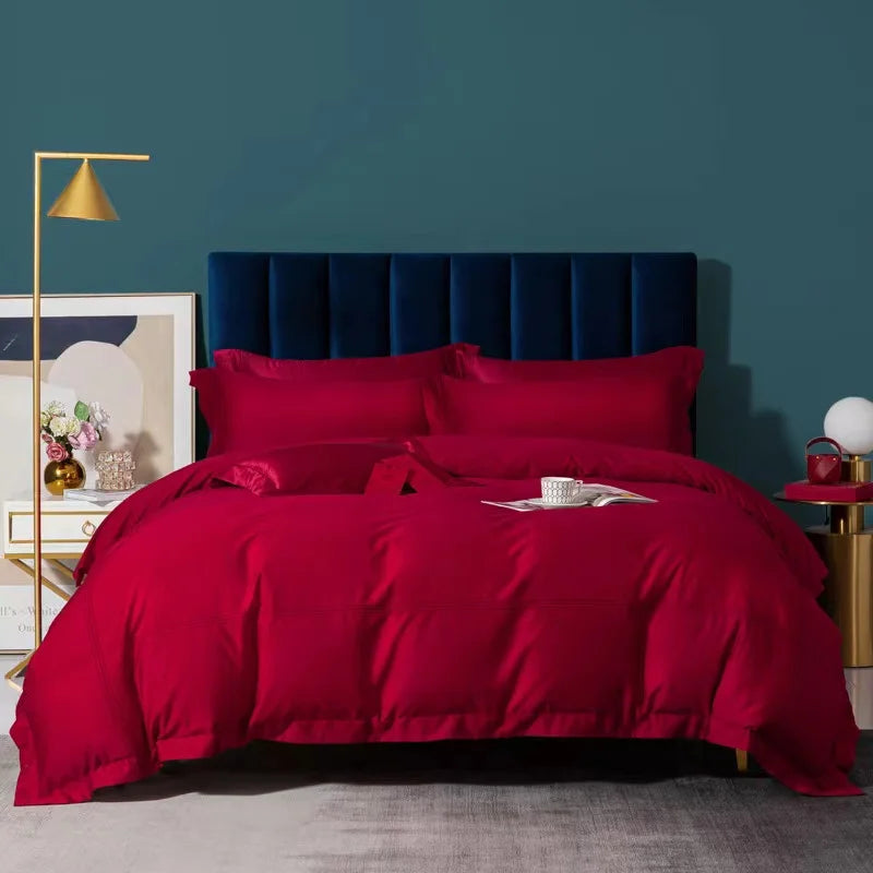 طقم مفروشات فندقية فاخرة من القطن المصري DecorBites™ 1000TC: غطاء لحاف، طقم ملاءات، أكياس وسائد