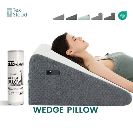 Decobites Sleep Support Wedge Pillow - Triangle Air Layer Memory Foam Bed Wedge