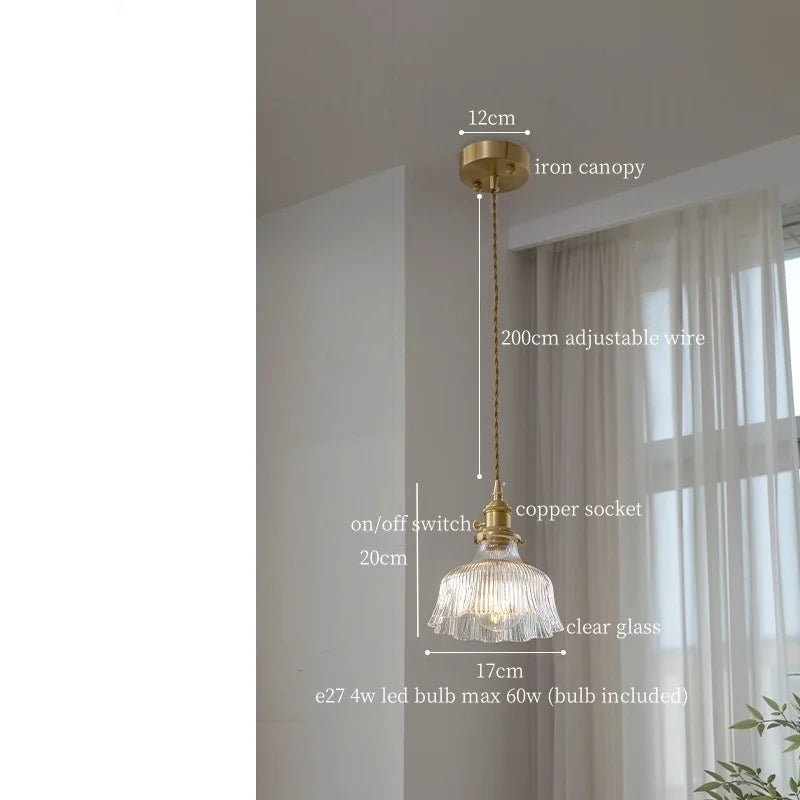 DecorBites™ Clear Glass LED Pendant Light for Bedside Living Dining Decor
