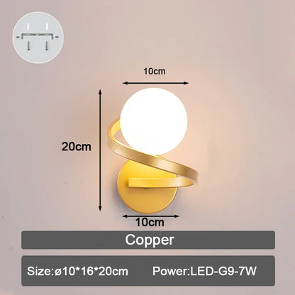 DecorBites™ Frosted Glass Ball LED Wall Lamp for Corridor, Aisle, and Bedroom