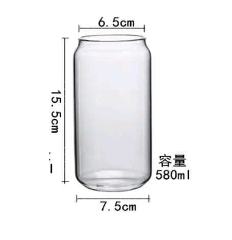 DecorBites™ Can-Shaped Aesthetic Drinking Glasses Set with Lid and Straw