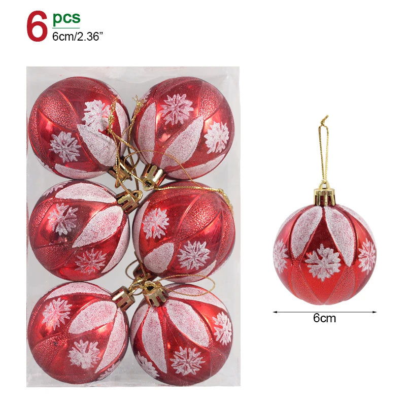 6Pcs/box 6cm Transparent Painting Christmas Ball New Year Xmas Tree Ornaments Decoration for Home 2023 Noel Navidad Gifts