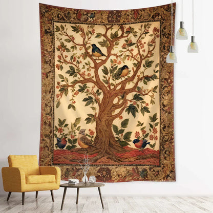 Decobites Flying Bird Tree of Life Tapestry Wall Hanging: Bohemian Abstract Hippie Decor