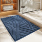 Decobites Striped Flocked Bath Mat: Absorbent, Anti-slip, Easy Clean, Thick Bathroom Rug