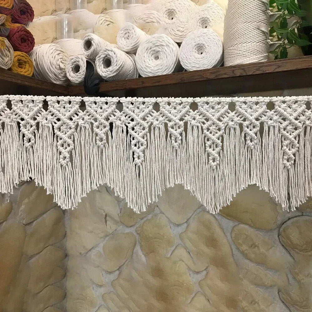 Decobites Hand-woven Macrame Tassels Curtain Tapestry Wall Hanging Cotton Decoration