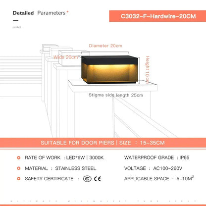 DecorBites™ LED Pillar Top Courtyard Light - Waterproof Outdoor Street Fence Cap Post Light