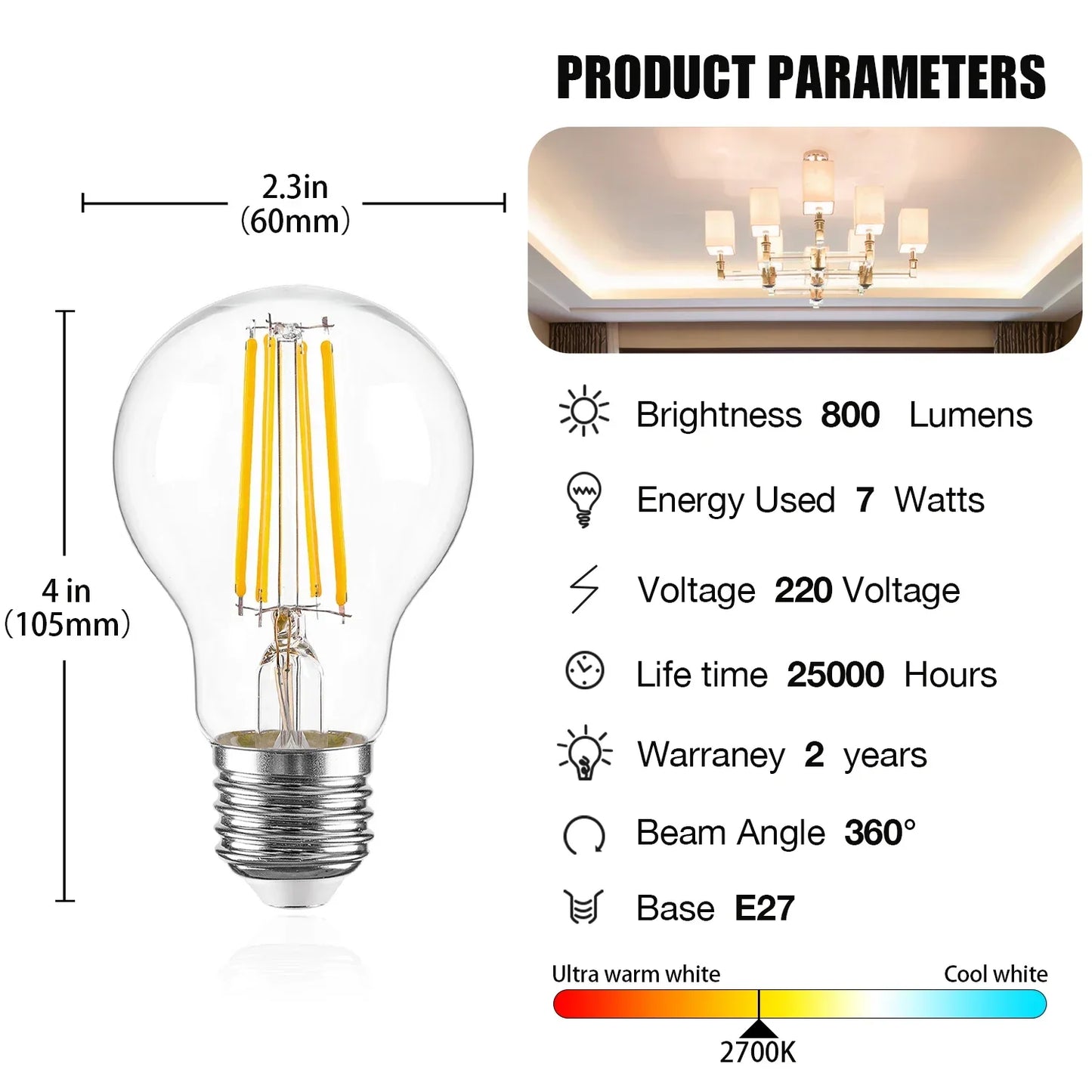 DecorBites™ A19 7W 12W E27 220V LED Bulbs 2700K High Lumen Ultra Bright 1521lm Decorative